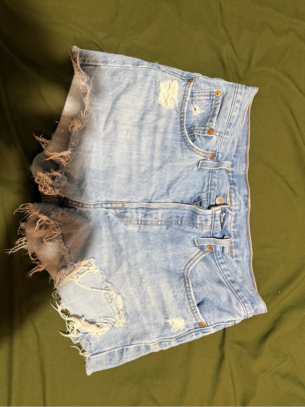 Levi's Light Blue Distressed Denim Cutoff Shorts